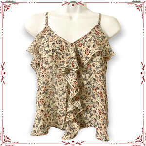 About a Girl Women's M Floral Ruffle Cropped Tank Top